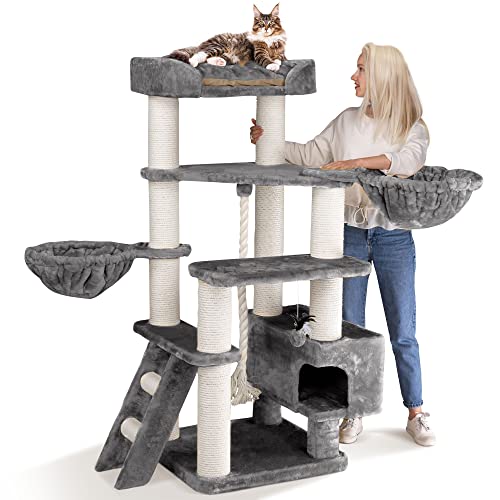 HAPPYPET Kratzbaum große Katzen XXL Jacob - Katzenbaum Deckenhoch, Stabil und Massiv mit...